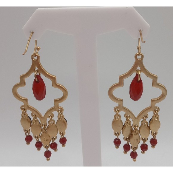 Lia Sophia Cider Gold Tone Dangle Earrings Signed - Picture 4 of 10